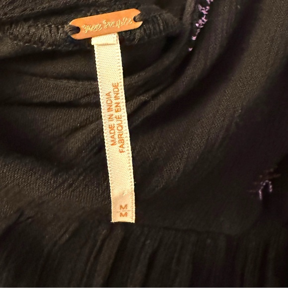 Free People Rhiannon Black Purple Boho Embroidered Dress - Sz Medium EUC - Picture 6 of 9
